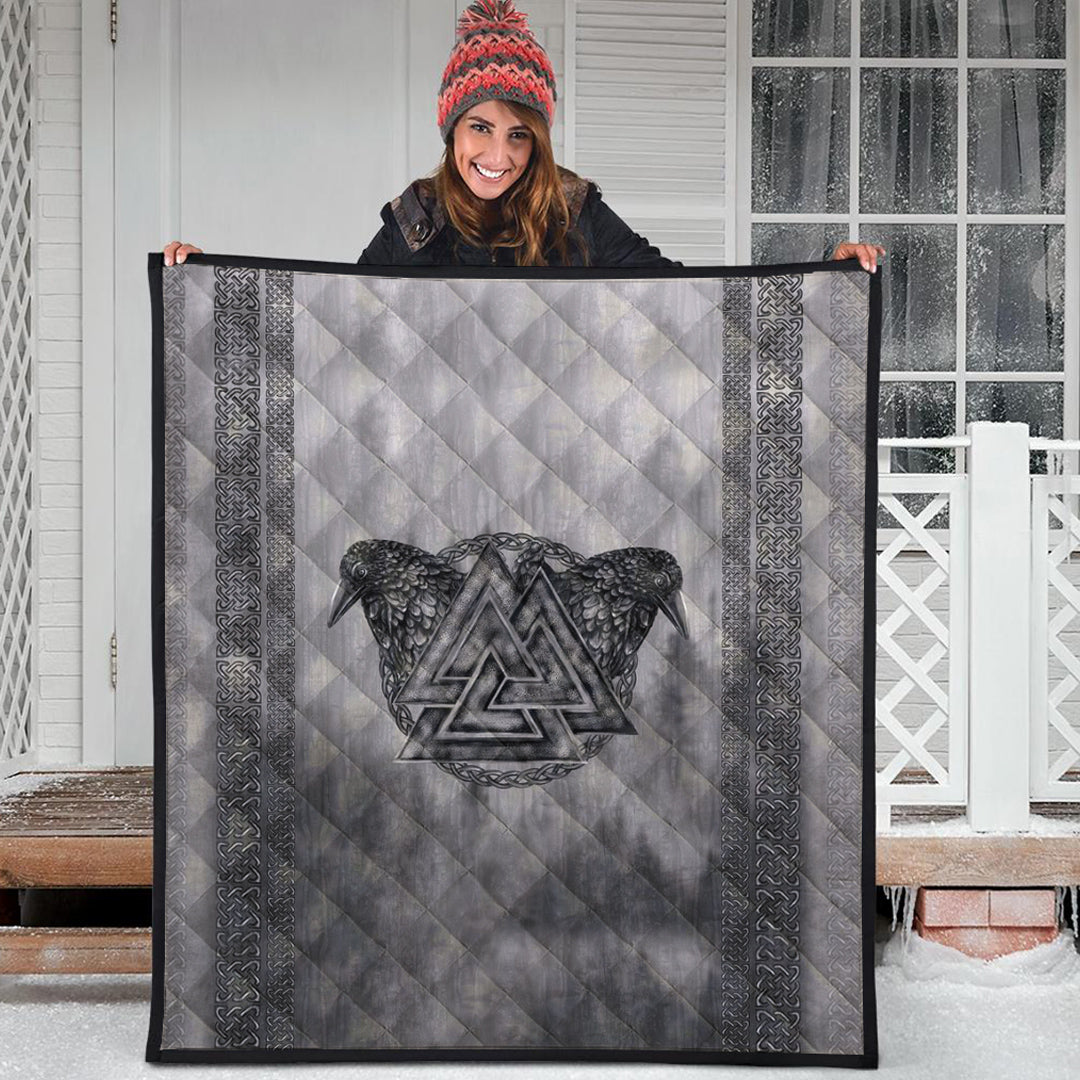 Viking Quilt - Viking Valknut and Raven Power Quilt RLT12 - Wonder Print Shop