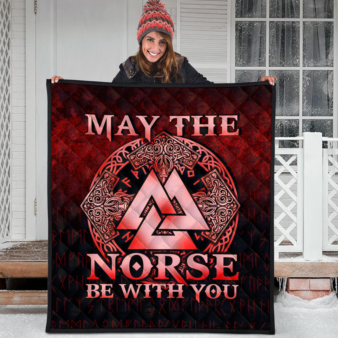 Viking Quilt - May The Norse Be With You Viking - Red Version Quilt RLT12 - Wonder Print Shop