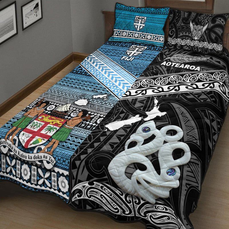 New Zealand and Fiji Quilt Bed Set Together Black LT8 - Wonder Print Shop