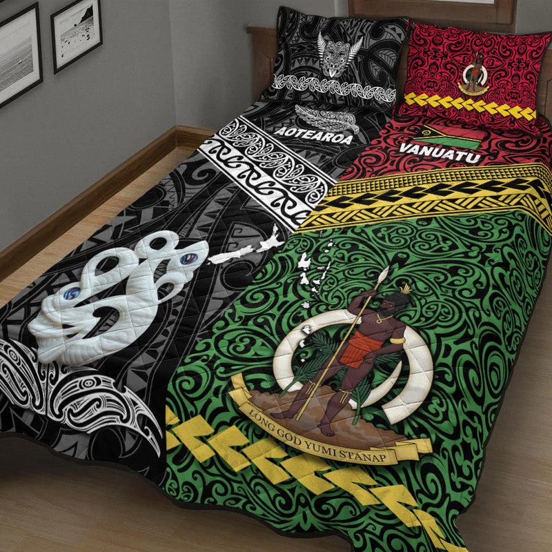 New Zealand and Vanuatu Quilt Bed Set Together Black LT8 - Wonder Print Shop
