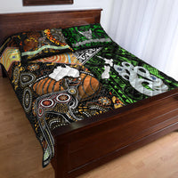 New Zealand Maori Aotearoa and Australia Aboriginal Quilt Bed Set Together Green LT8 - Wonder Print Shop