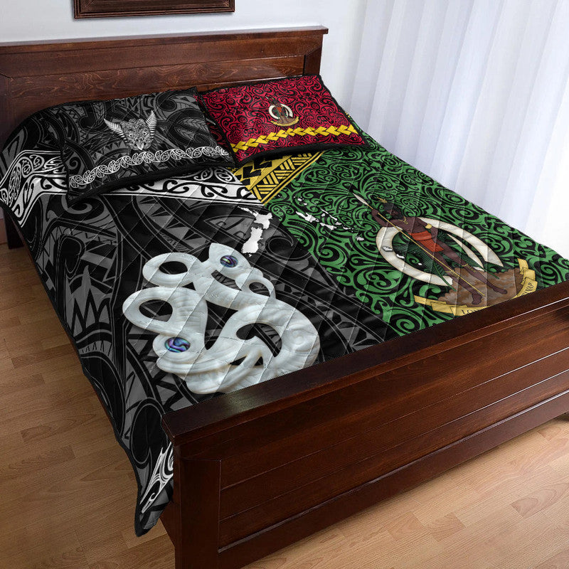 New Zealand and Vanuatu Quilt Bed Set Together Black LT8 - Wonder Print Shop