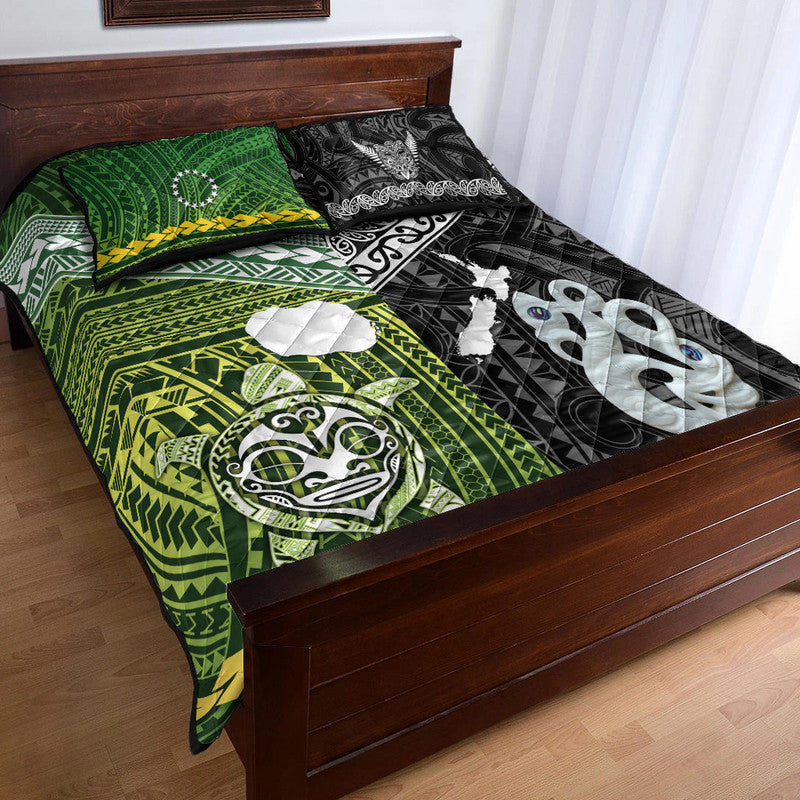 New Zealand and Cook Islands Quilt Bed Set Together Black LT8 - Wonder Print Shop