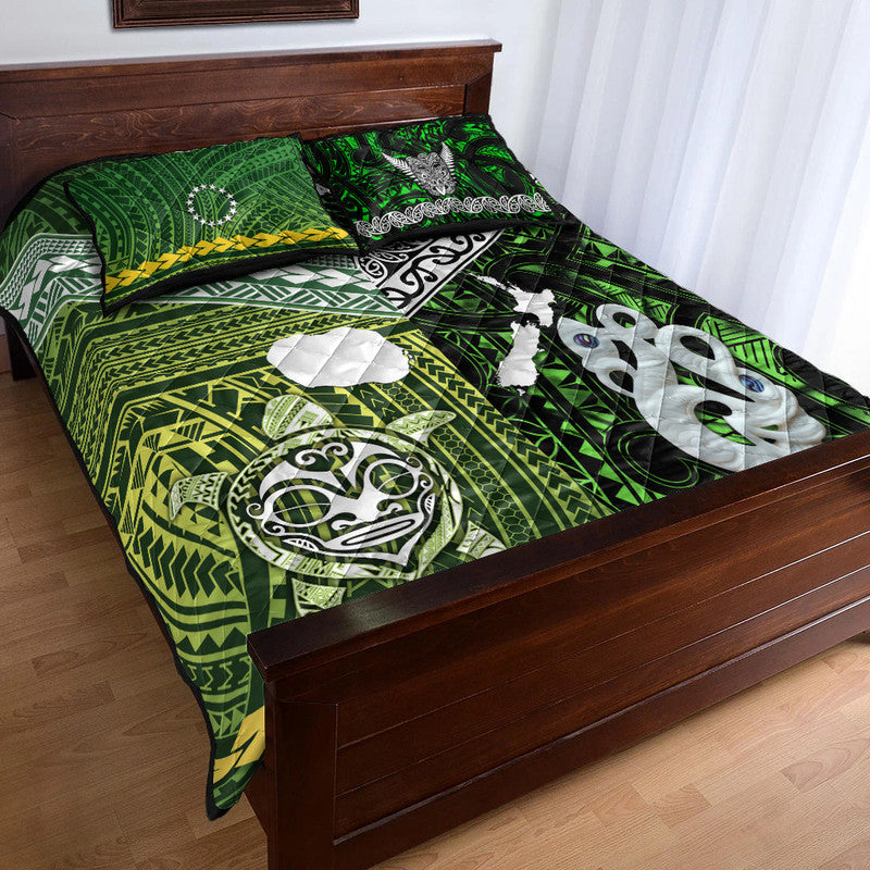 New Zealand and Cook Islands Quilt Bed Set Together Green LT8 - Wonder Print Shop