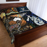 New Zealand Maori Aotearoa and Australia Aboriginal Quilt Bed Set Together Blue LT8 - Wonder Print Shop