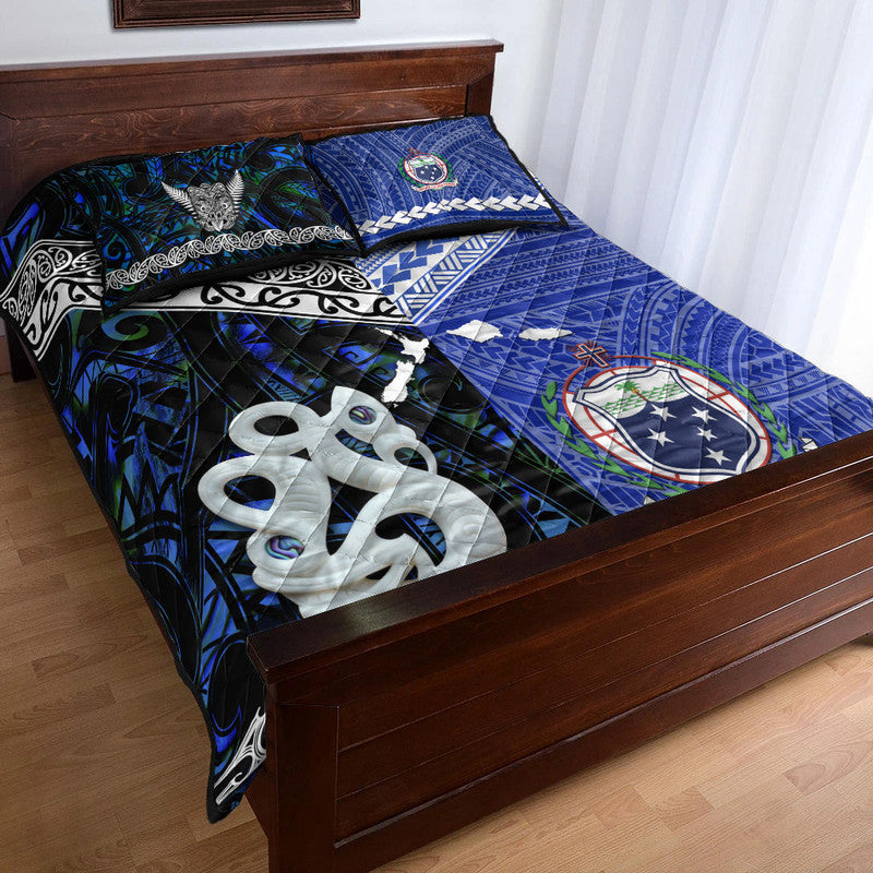 New Zealand and Samoa Quilt Bed Set Together Blue LT8 - Wonder Print Shop