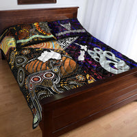 New Zealand Maori Aotearoa and Australia Aboriginal Quilt Bed Set Together Purple LT8 - Wonder Print Shop