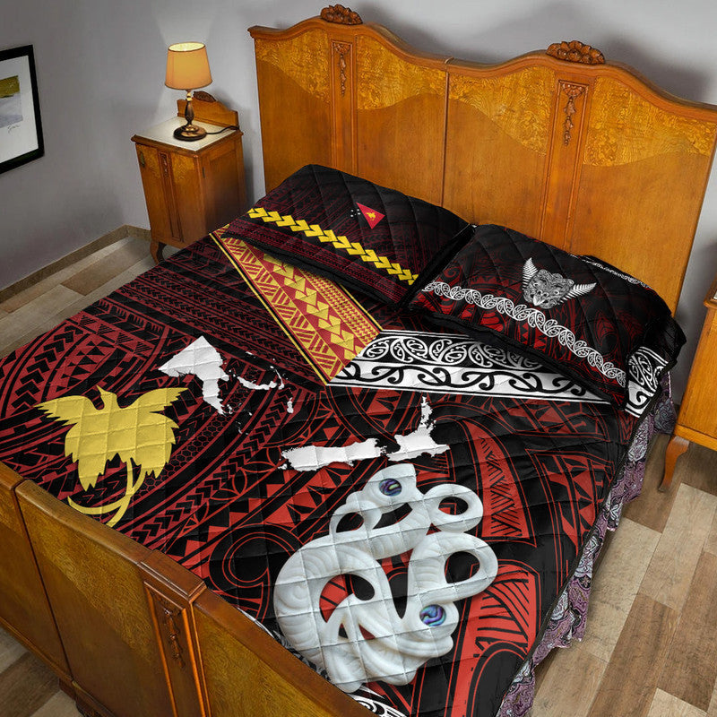 New Zealand and Papua New Guinea Quilt Bed Set Together Red LT8 - Wonder Print Shop