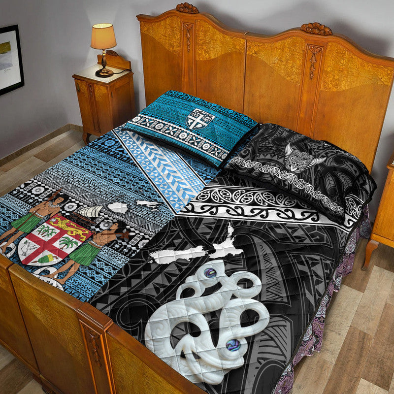 New Zealand and Fiji Quilt Bed Set Together Black LT8 - Wonder Print Shop