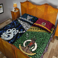 New Zealand and Vanuatu Quilt Bed Set Together Blue LT8 - Wonder Print Shop