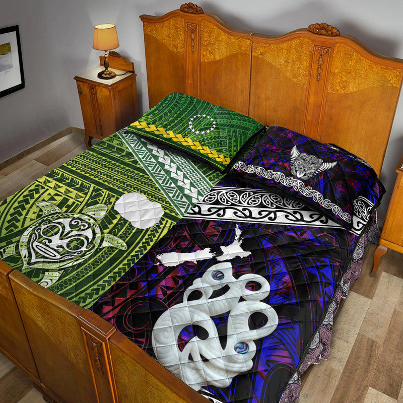 New Zealand and Cook Islands Quilt Bed Set Together Purple LT8 - Wonder Print Shop