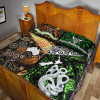 New Zealand Maori Aotearoa and Australia Aboriginal Quilt Bed Set Together Green LT8 - Wonder Print Shop