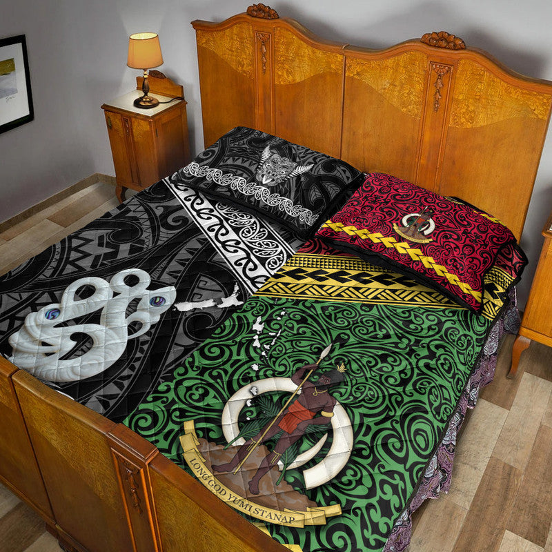 New Zealand and Vanuatu Quilt Bed Set Together Black LT8 - Wonder Print Shop