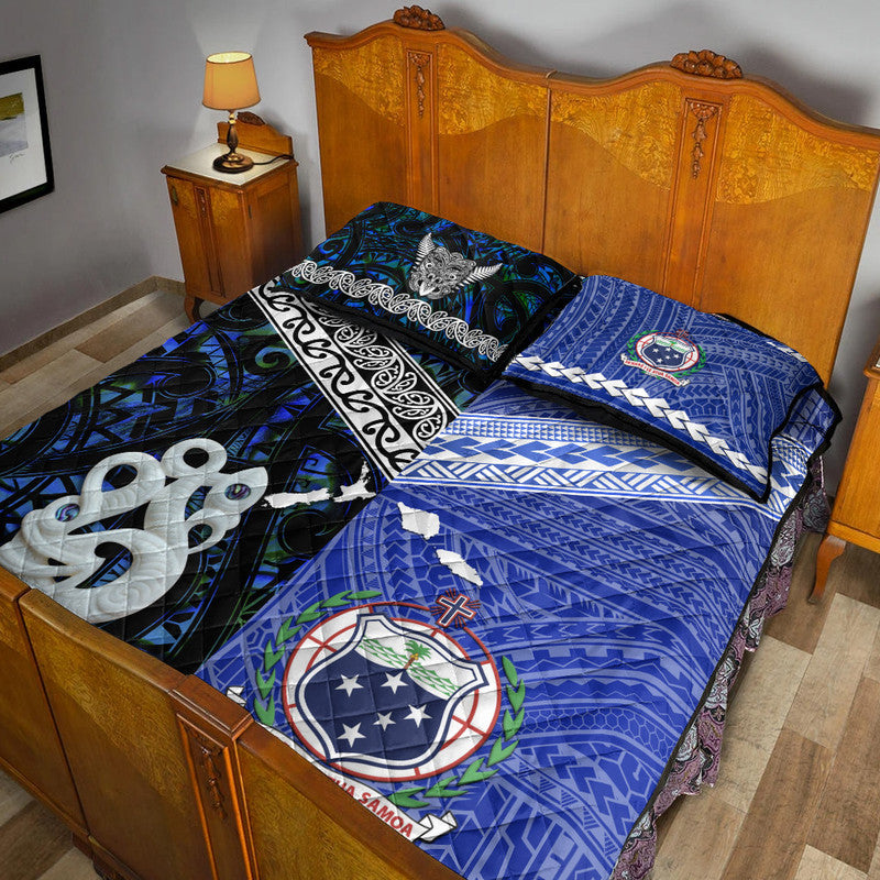 New Zealand and Samoa Quilt Bed Set Together Blue LT8 - Wonder Print Shop