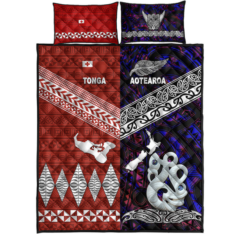 New Zealand and Tonga Quilt Bed Set Together Purple LT8 - Wonder Print Shop