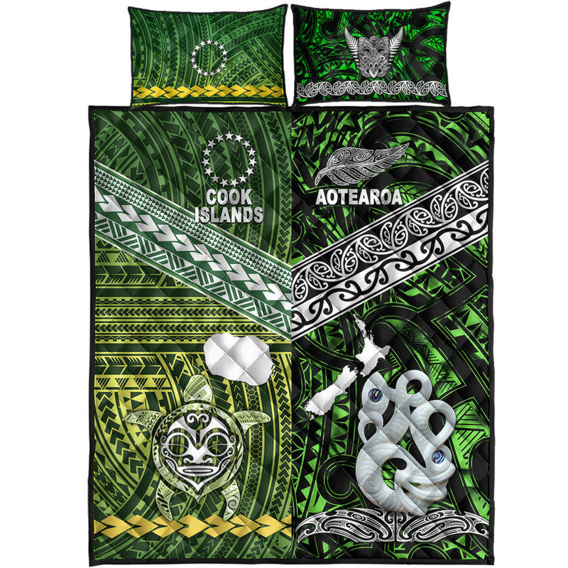 New Zealand and Cook Islands Quilt Bed Set Together Green LT8 - Wonder Print Shop