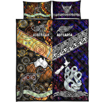 New Zealand Maori Aotearoa and Australia Aboriginal Quilt Bed Set Together Purple LT8 - Wonder Print Shop