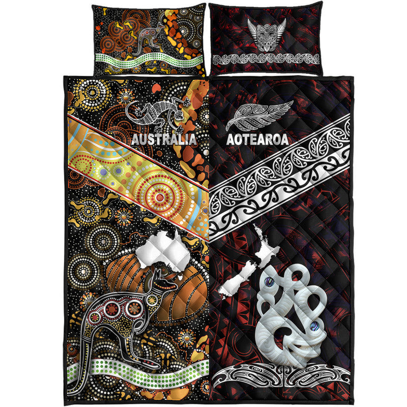 New Zealand Maori Aotearoa and Australia Aboriginal Quilt Bed Set Together Red LT8 - Wonder Print Shop