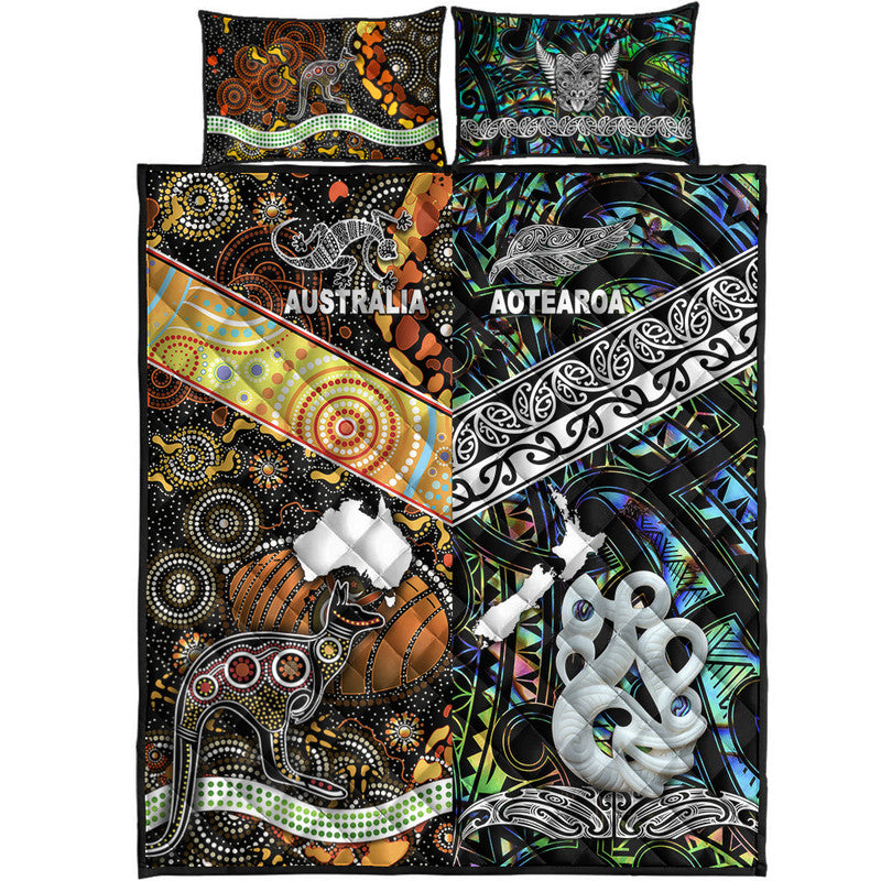 New Zealand Maori Aotearoa and Australia Aboriginal Quilt Bed Set Together Paua Shell LT8 - Wonder Print Shop