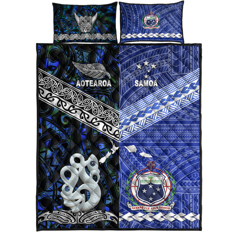 New Zealand and Samoa Quilt Bed Set Together Blue LT8 - Wonder Print Shop