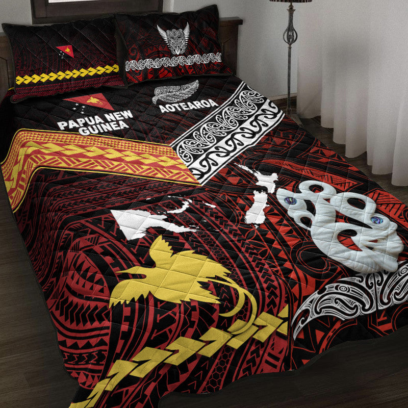 New Zealand and Papua New Guinea Quilt Bed Set Together Red LT8 - Wonder Print Shop