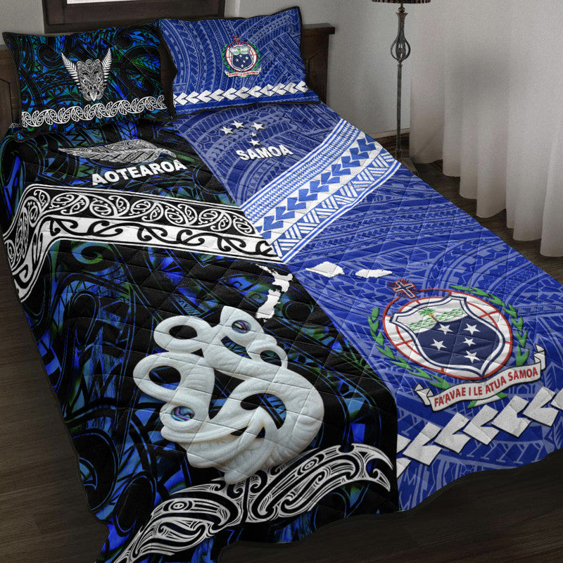 New Zealand and Samoa Quilt Bed Set Together Blue LT8 - Wonder Print Shop
