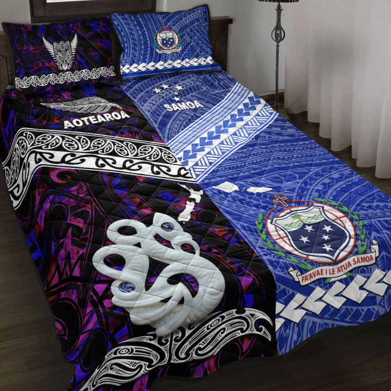 New Zealand and Samoa Quilt Bed Set Together Purple LT8 - Wonder Print Shop