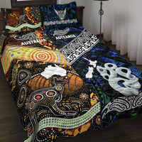 New Zealand Maori Aotearoa and Australia Aboriginal Quilt Bed Set Together Blue LT8 - Wonder Print Shop