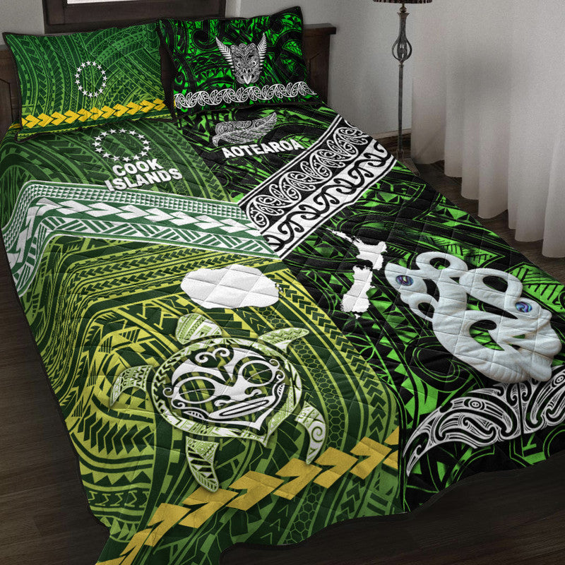 New Zealand and Cook Islands Quilt Bed Set Together Green LT8 - Wonder Print Shop