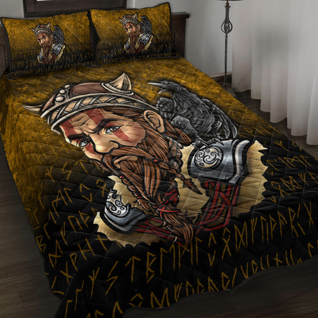 Viking Quilt Bed Set - Viking Warrior Odin Valhalla Raven Quilt Bed Set RLT12 - Wonder Print Shop