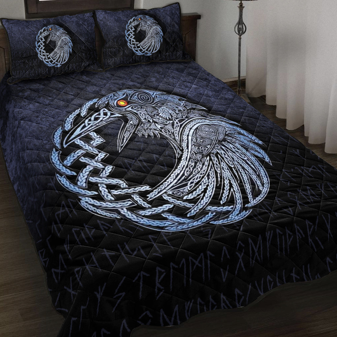 Viking Quilt Bed Set - Vikings Raven - Special Blue Version Quilt Bed Set RLT12 - Wonder Print Shop