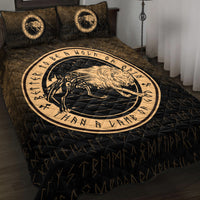 Wonder Print Shop Quilt Bed Set - Wolf Of Odin - Gold Version Quilt Bed Set RLT12 - Wonder Print Shop
