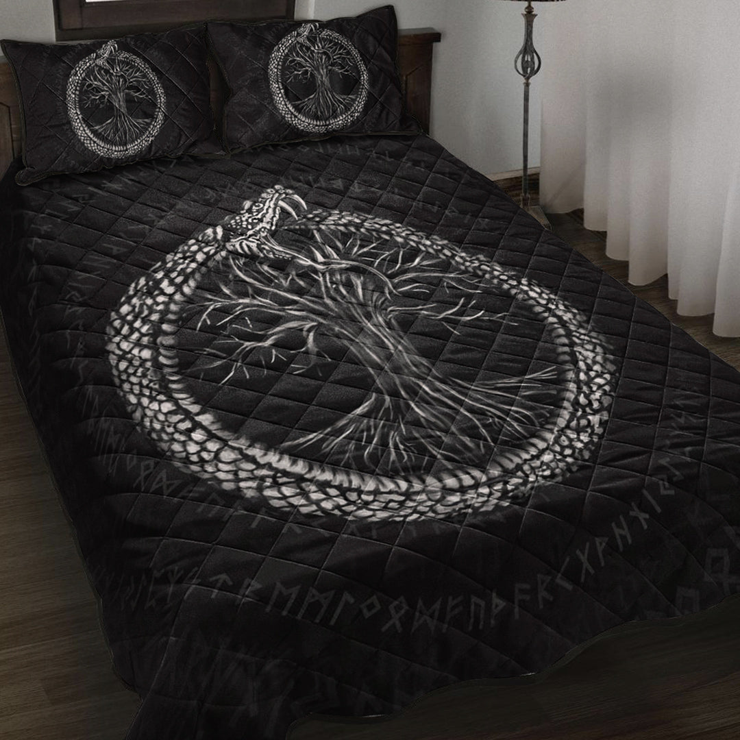 Viking Quilt Bed Set - Ouroboros with Tree Of Life Quilt Bed Set RLT12 - Wonder Print Shop