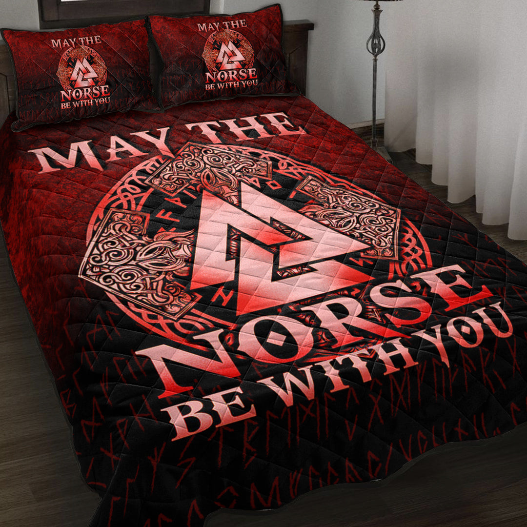 Viking Quilt Bed Set - May The Norse Be With You Viking - Red Version Quilt Bed Set RLT12 - Wonder Print Shop