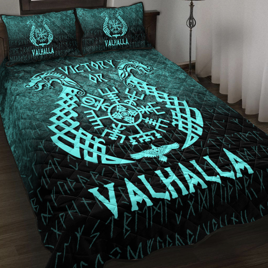 Wonder Print Shop Quilt Bed Set - Victory or Valhalla - Cyan Version Quilt Bed Set RLT12 - Wonder Print Shop