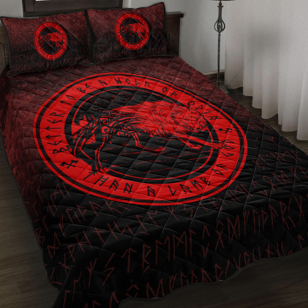 Wonder Print Shop Quilt Bed Set - Wolf Of Odin - Red Version Quilt Bed Set RLT12 - Wonder Print Shop