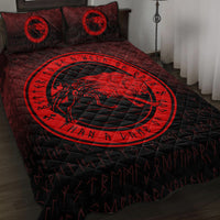 Wonder Print Shop Quilt Bed Set - Wolf Of Odin - Red Version Quilt Bed Set RLT12 - Wonder Print Shop