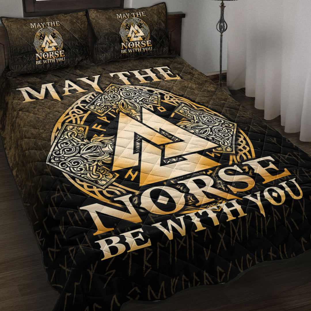Viking Quilt Bed Set - May The Norse Be With You Viking - Gold Version Quilt Bed Set RLT12 - Wonder Print Shop