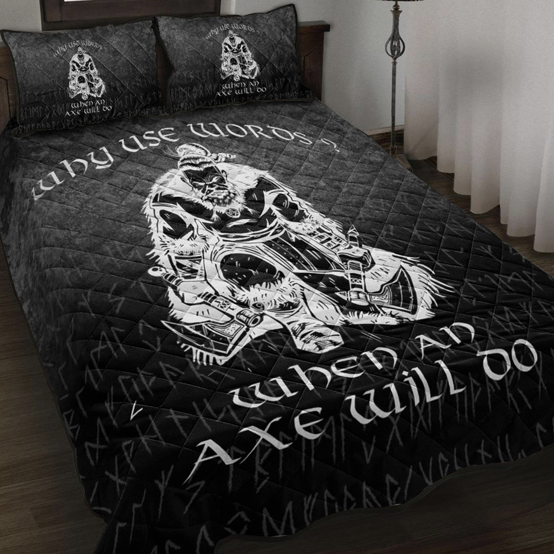 Viking Quilt Bed Set - Why Use Words? When An Axe Will Do Quilt Bed Set RLT12 - Wonder Print Shop