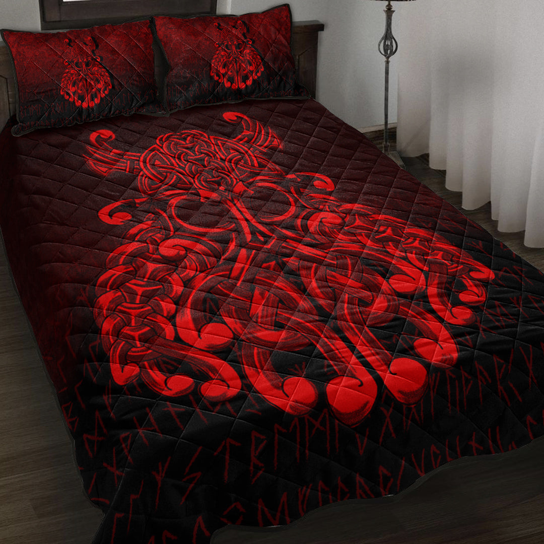 Viking Quilt Bed Set - Vikings Odin Valhalla - Red Version Quilt Bed Set RLT12 - Wonder Print Shop