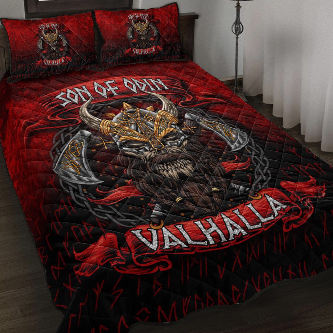 Viking Quilt Bed Set - Son of Odin Valhalla Quilt Bed Set RLT12 - Wonder Print Shop