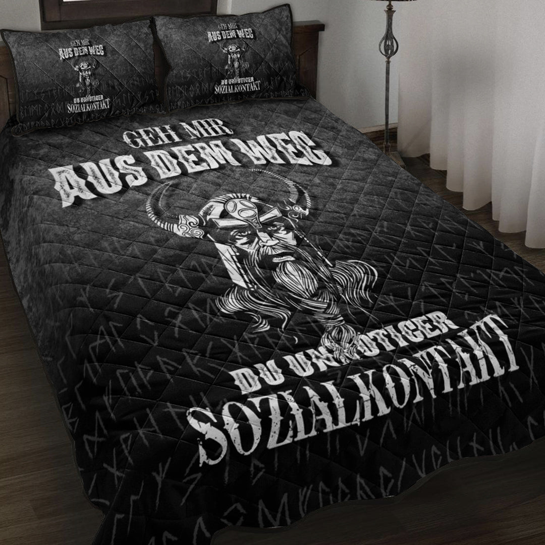 Viking Quilt Bed Set - Geh mir aus dem Weg du unnotiger Sozialkontakt Quilt Bed Set RLT12 - Wonder Print Shop