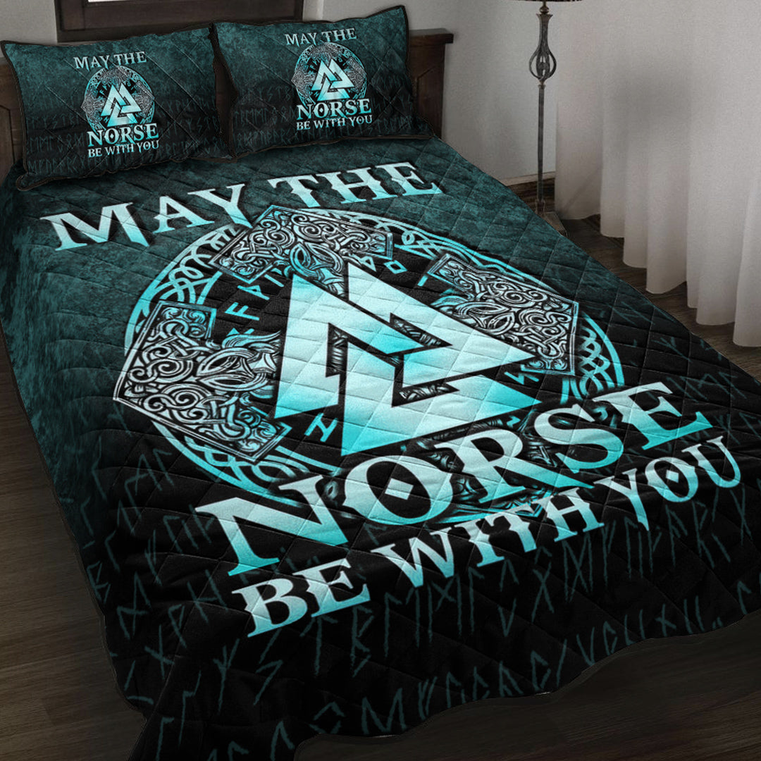 Viking Quilt Bed Set - May The Norse Be With You Viking - Cyan Version Quilt Bed Set RLT12 - Wonder Print Shop