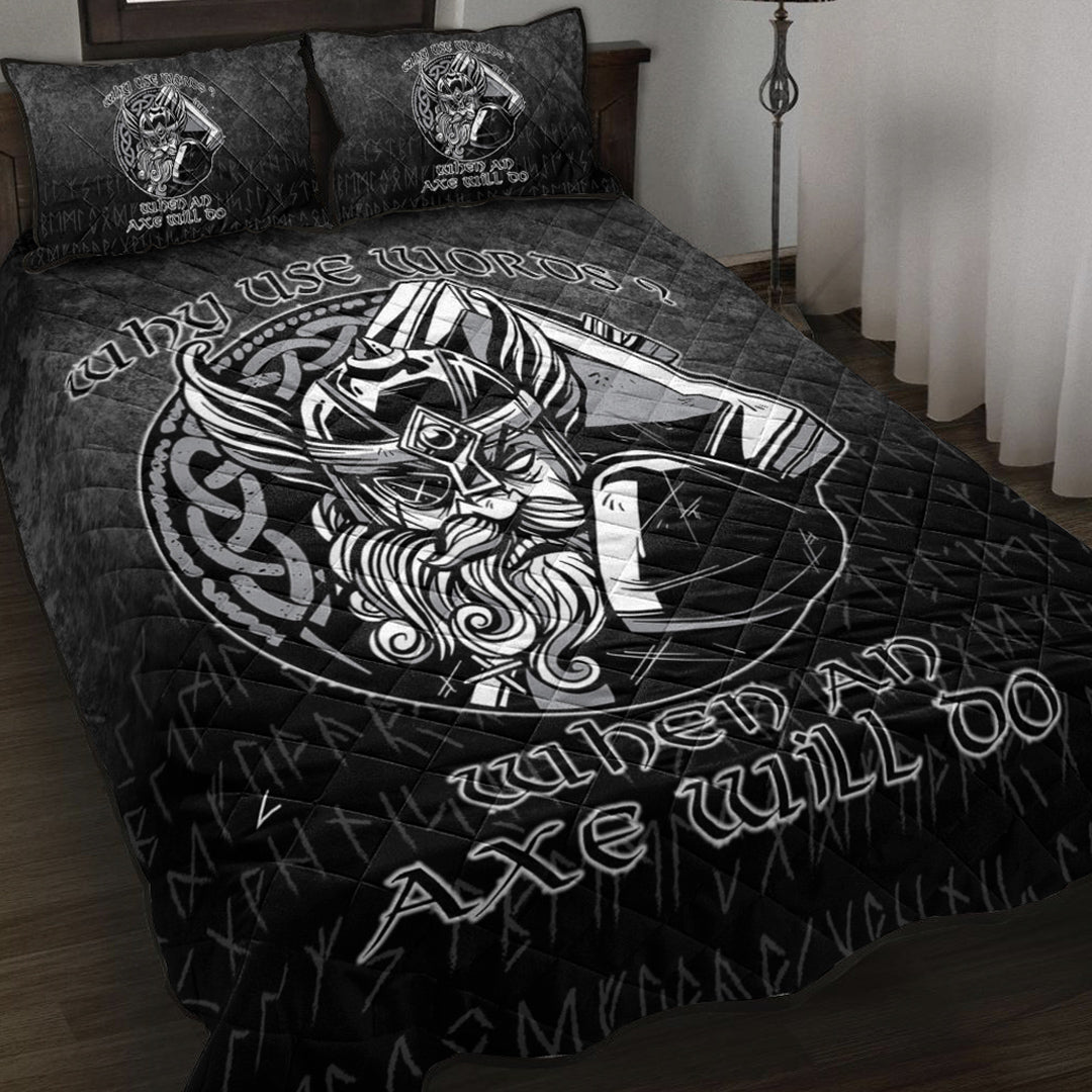 Viking Quilt Bed Set - Why Use Words? When An Axe Will Do Quilt Bed Set RLT12 - Wonder Print Shop