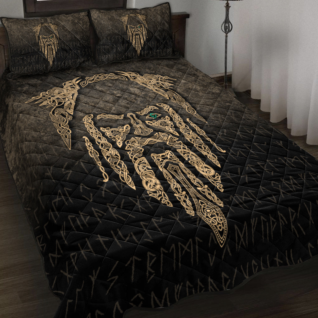 Viking Quilt Bed Set - Eye of Odin - Gold Version Quilt Bed Set RLT12 - Wonder Print Shop
