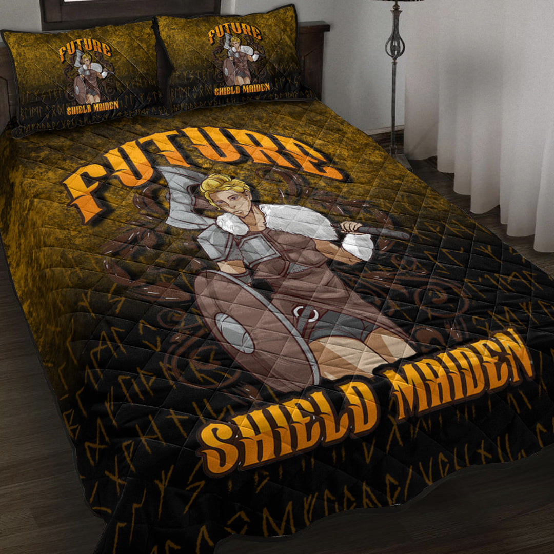 Viking Quilt Bed Set - Viking Future Shield Maiden Quilt Bed Set RLT12 - Wonder Print Shop