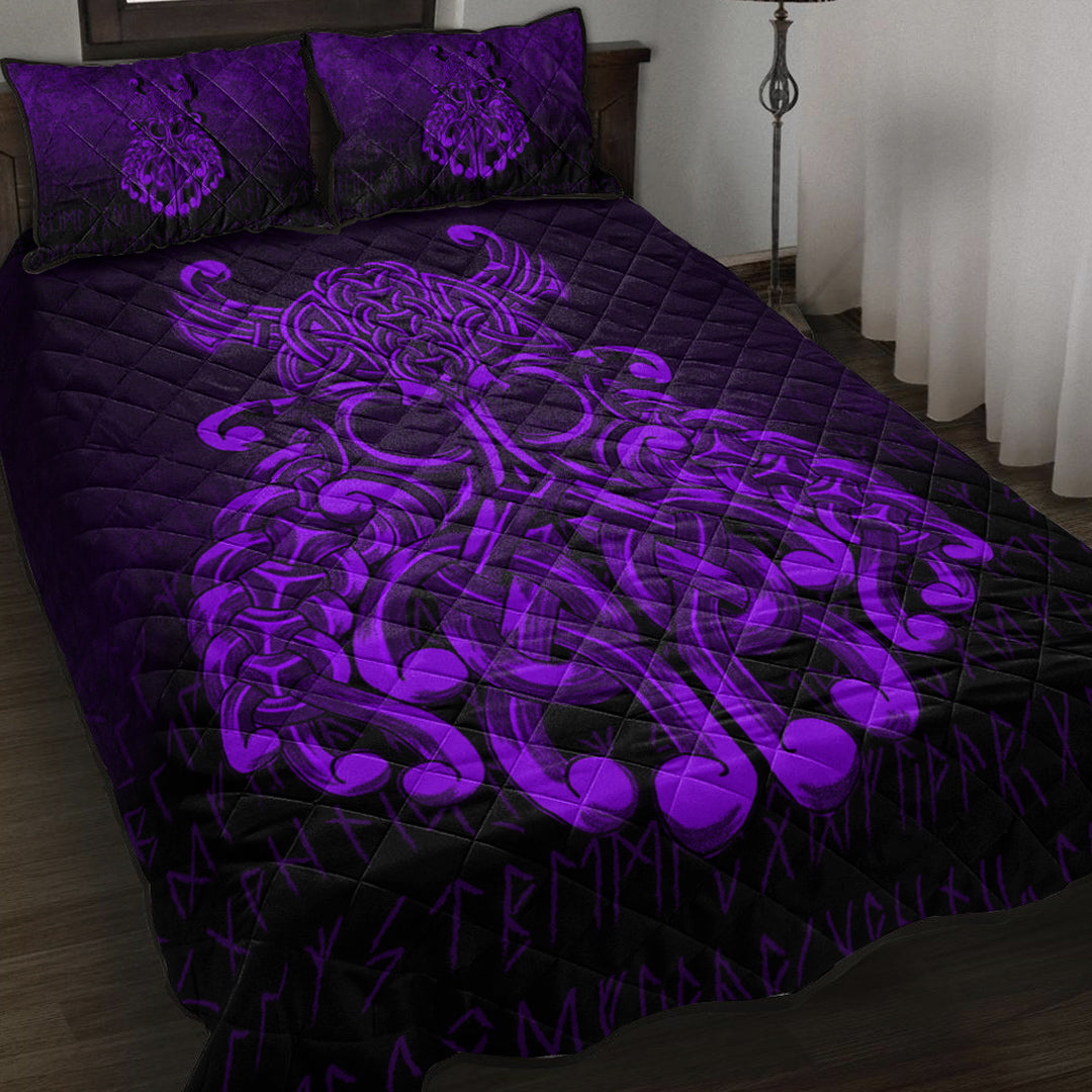 Viking Quilt Bed Set - Vikings Odin Valhalla - Purple Version Quilt Bed Set RLT12 - Wonder Print Shop