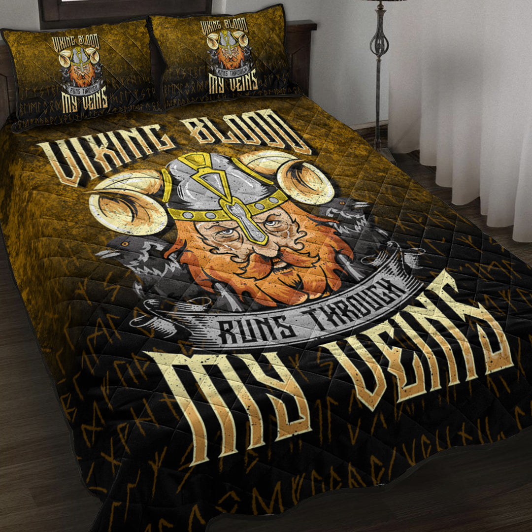 Viking Quilt Bed Set - Viking Blood Runs Through My Veins Quilt Bed Set RLT12 - Wonder Print Shop
