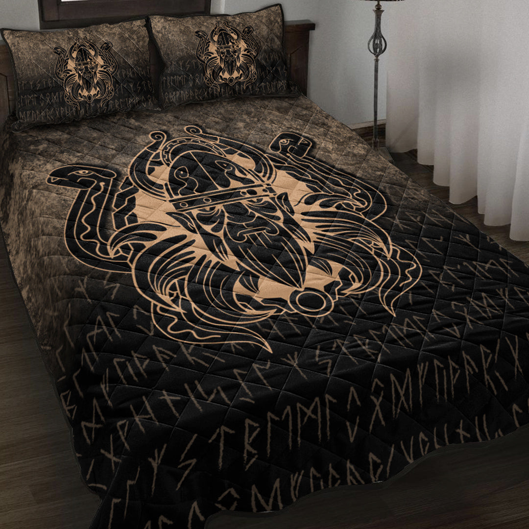 Viking Quilt Bed Set - Nordic Warrior Valhalla Norse - Gold Version Quilt Bed Set RLT12 - Wonder Print Shop