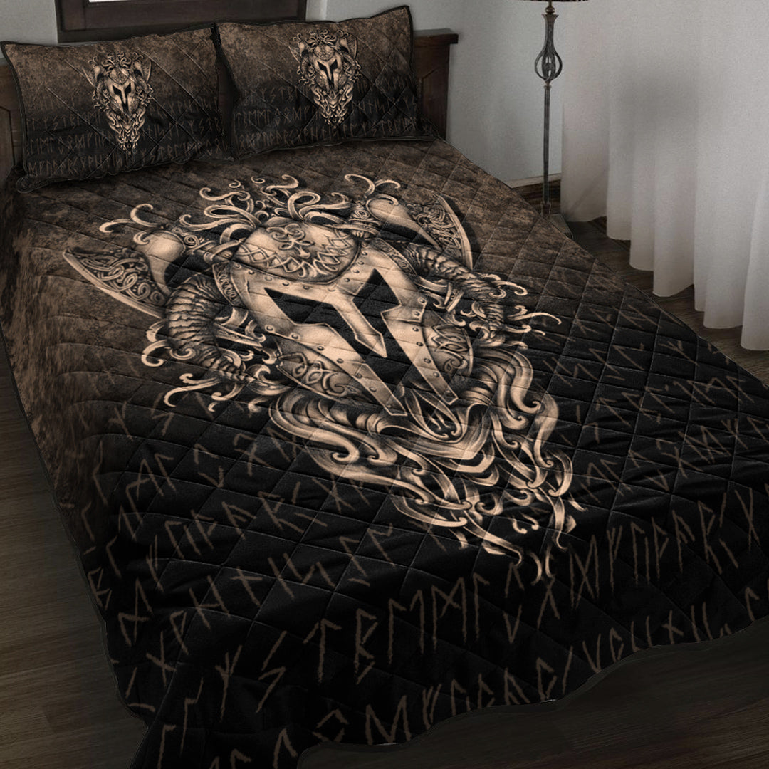 Viking Quilt Bed Set - The Armor Of Viking - Gold Version Quilt Bed Set RLT12 - Wonder Print Shop